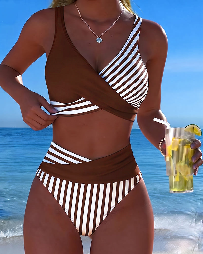 Xandra | Bikini Kruzande Strepen Tryckt