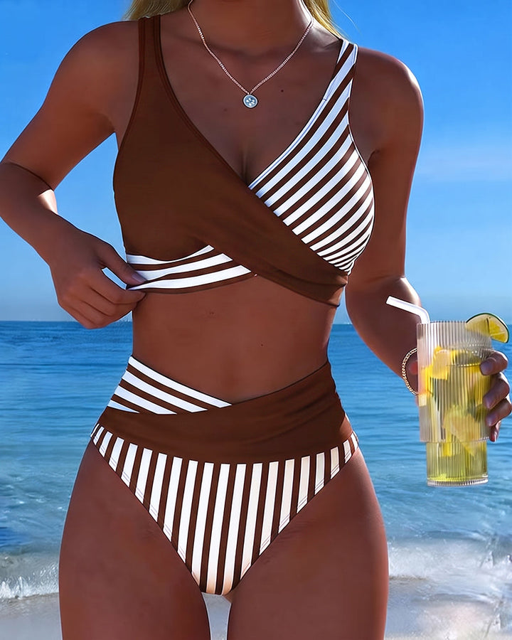 Xandra | Bikini Kruzande Strepen Tryckt