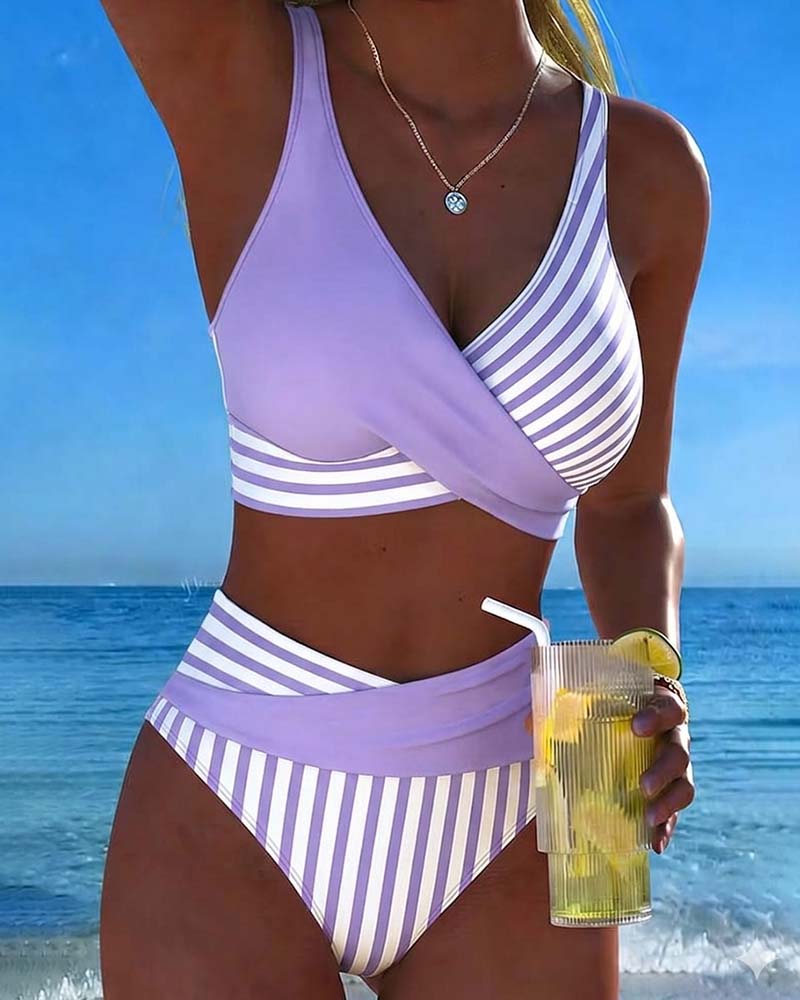 Xandra | Bikini Kruzande Strepen Tryckt