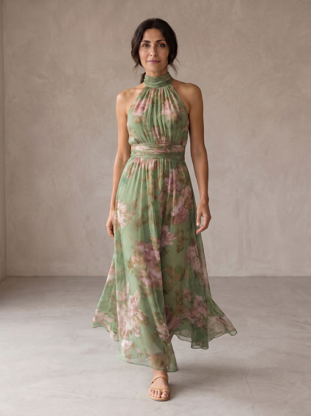 Livia | Maxiklänning Halterneck Blommig Elegant