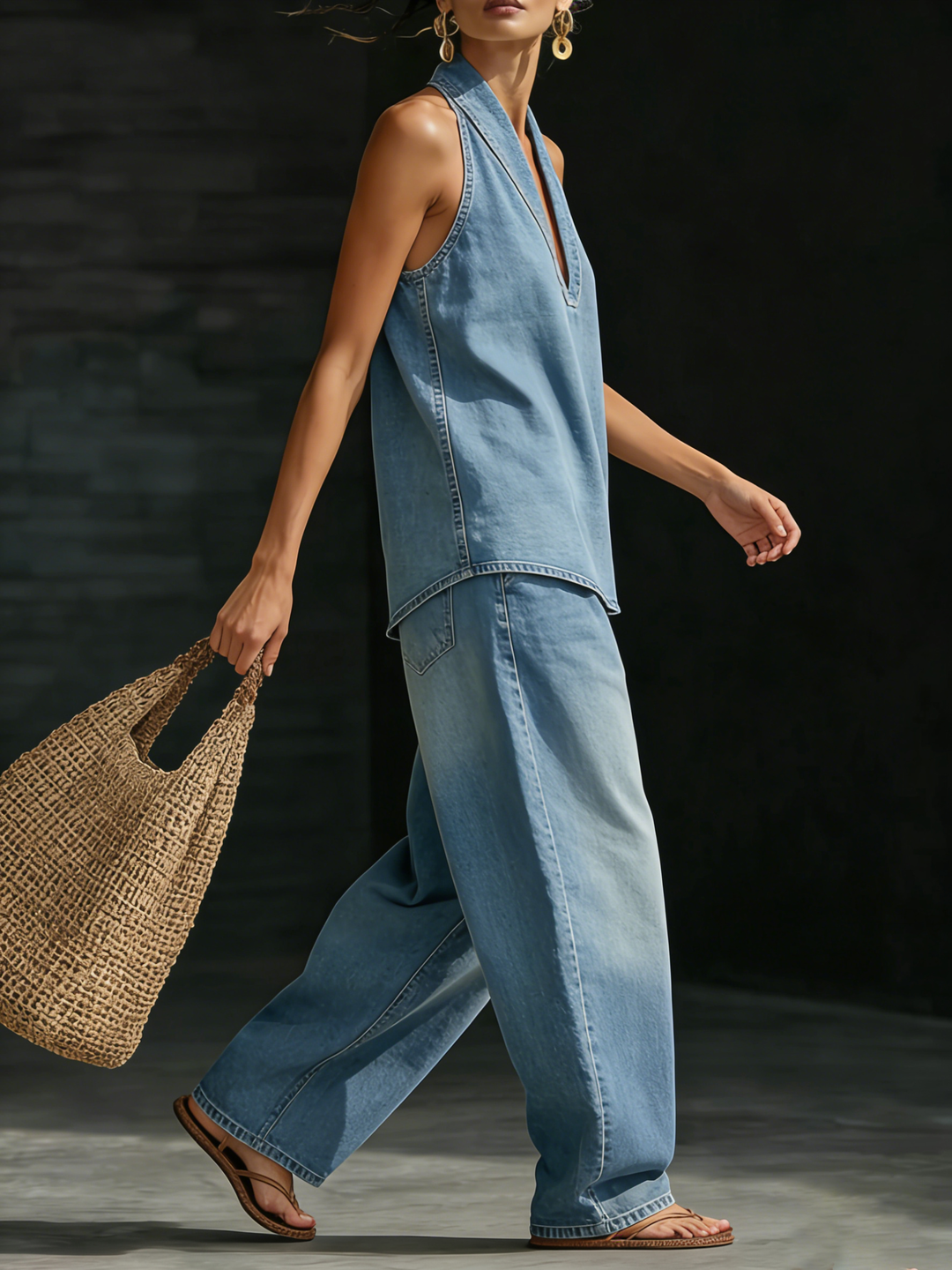 Josefin | Bekväm Minimalistisk Denim Tvådelad Set